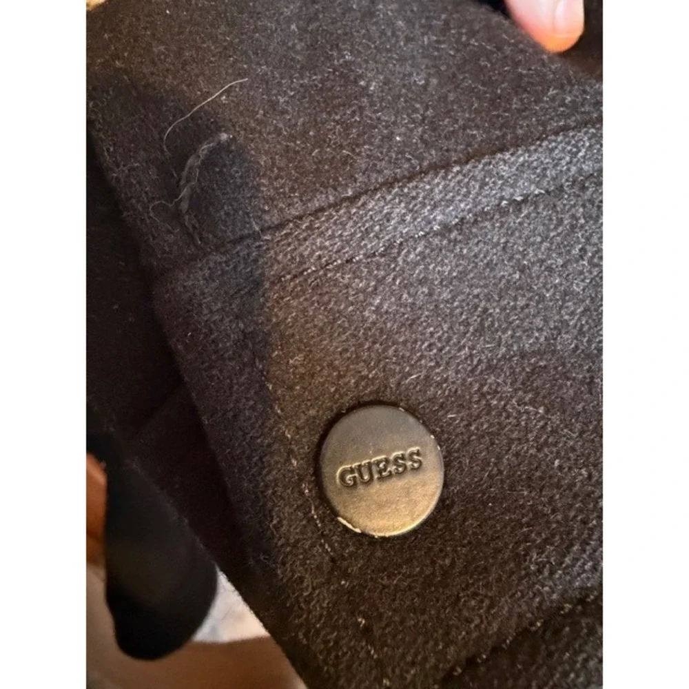 GUESS Men's Black Military Style Full Zip Wool Blend Jacket Size‎ XL Y2K